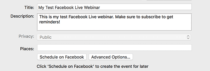 Facebook Live Videos and Webinars