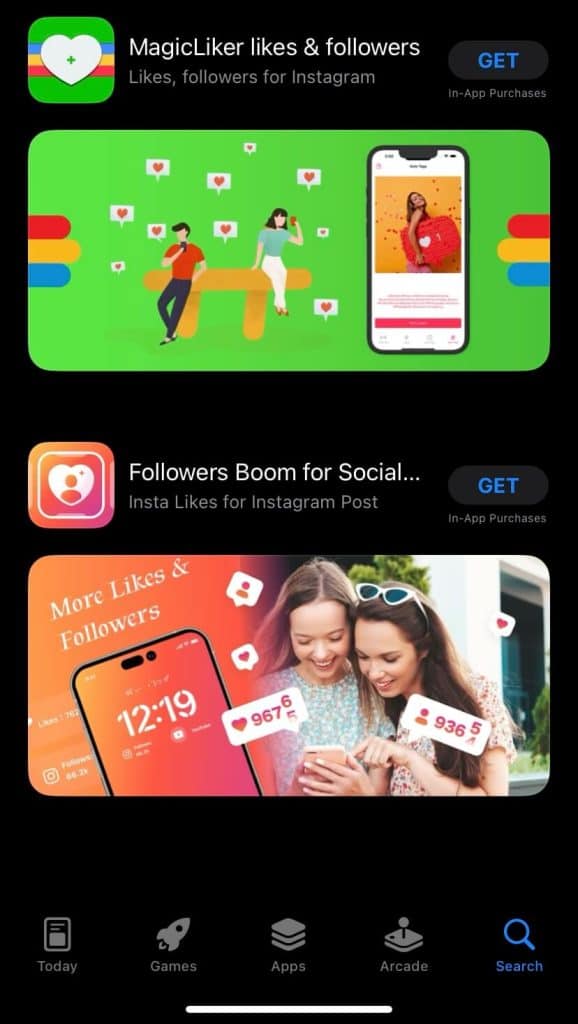 instagram liker app on IOS