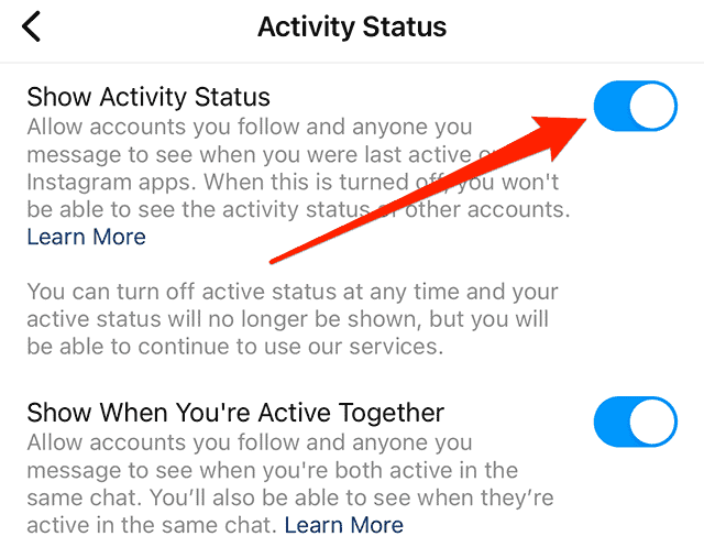 Disable Active Status on Instagram