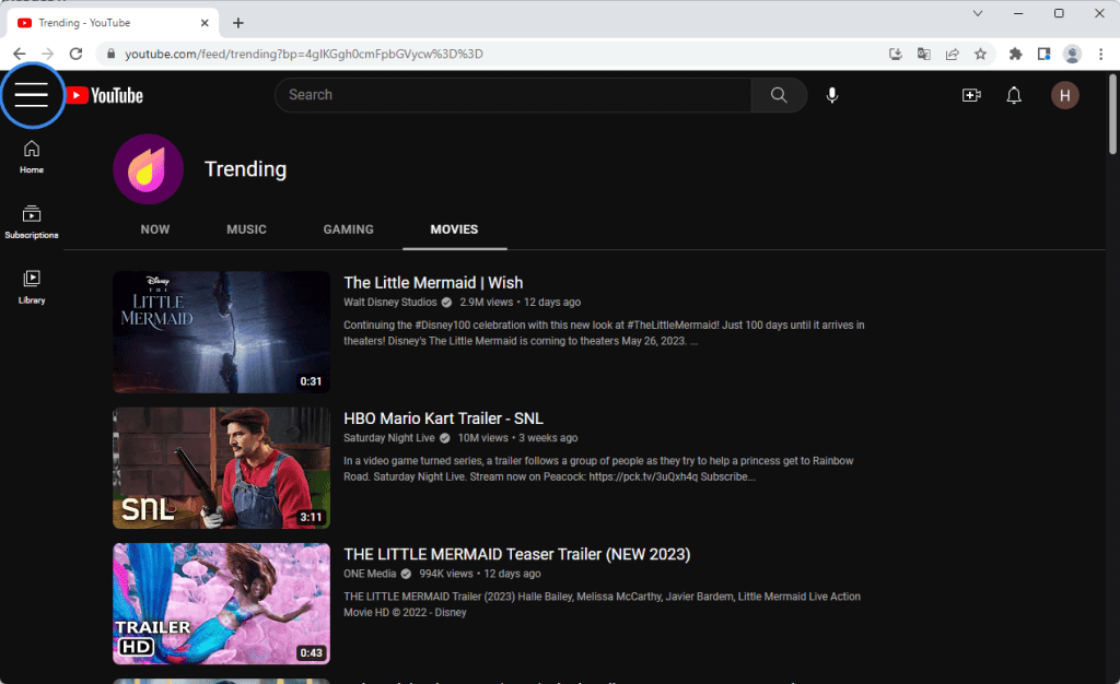 Step 2 to view YouTube history on desktop