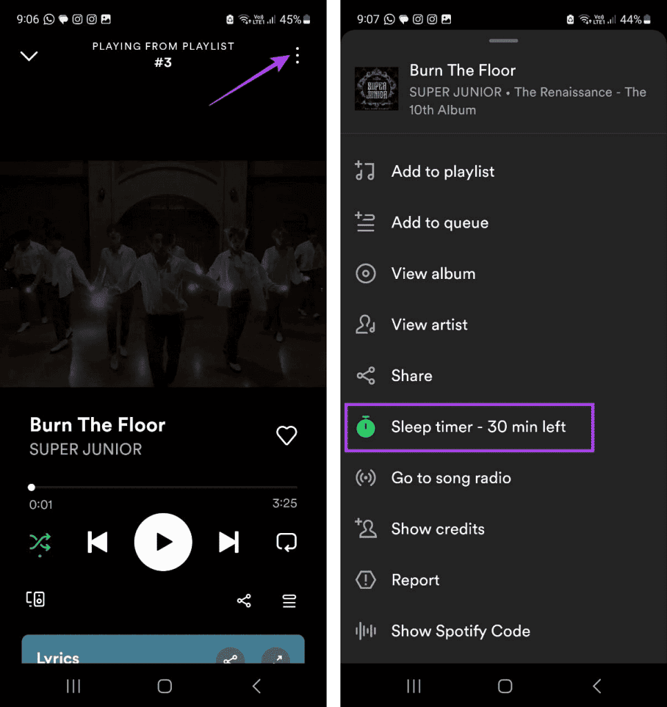 How to remove sleep timer on Spotify - step 2