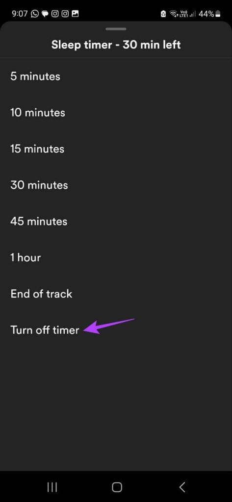 How to remove sleep timer on Spotify - step 3