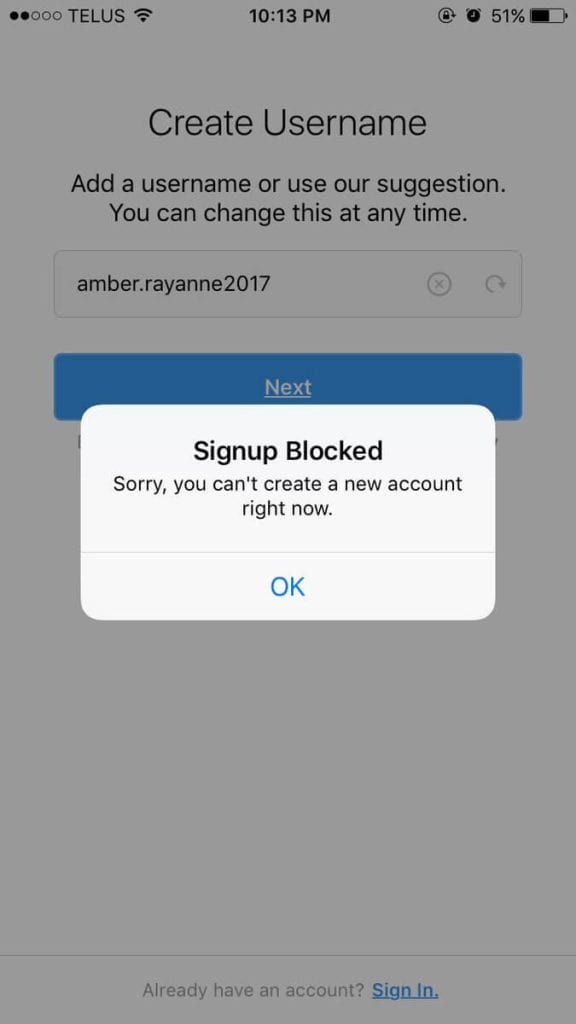 Why Can't I Create a New Instagram Account? - reason 1