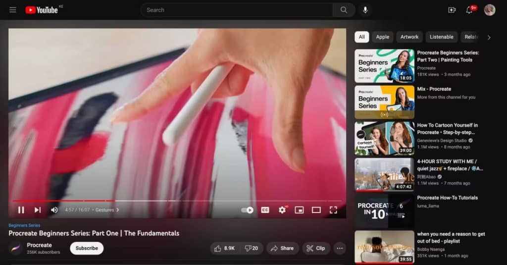 Active Ambient Mode on YouTube using desktop 1