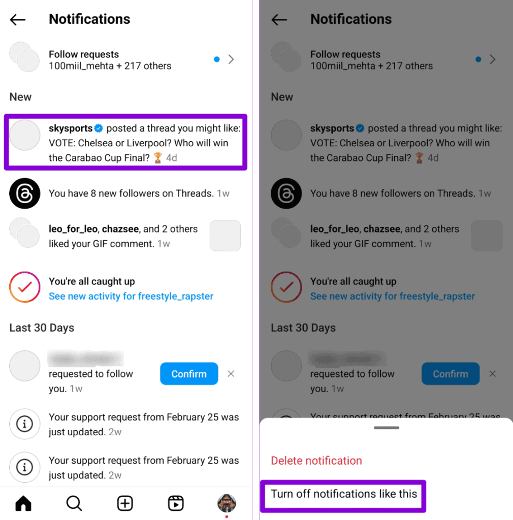 Disable Threads Posts and Notifications on Instagram - method 1a