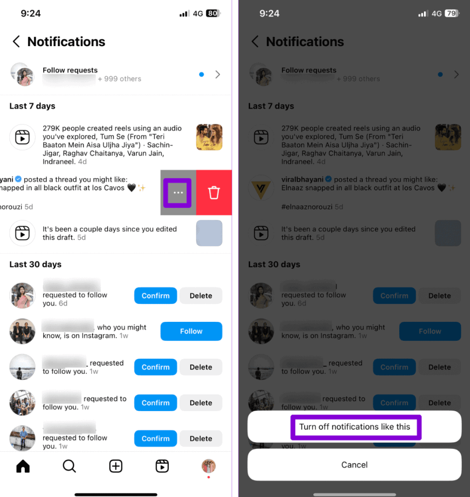 Disable Threads Posts and Notifications on Instagram - method 1b