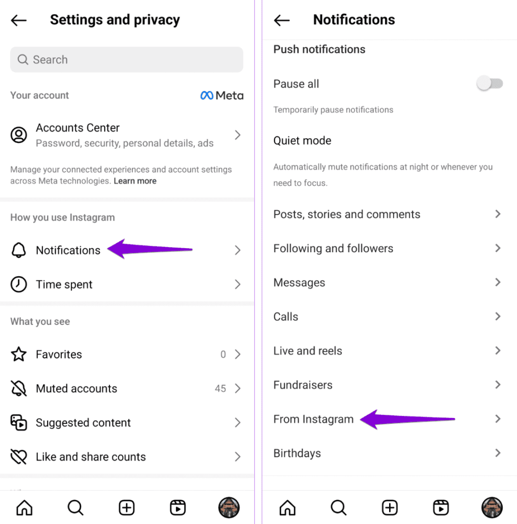 Disable Threads Posts and Notifications on Instagram - method 3 - step 2