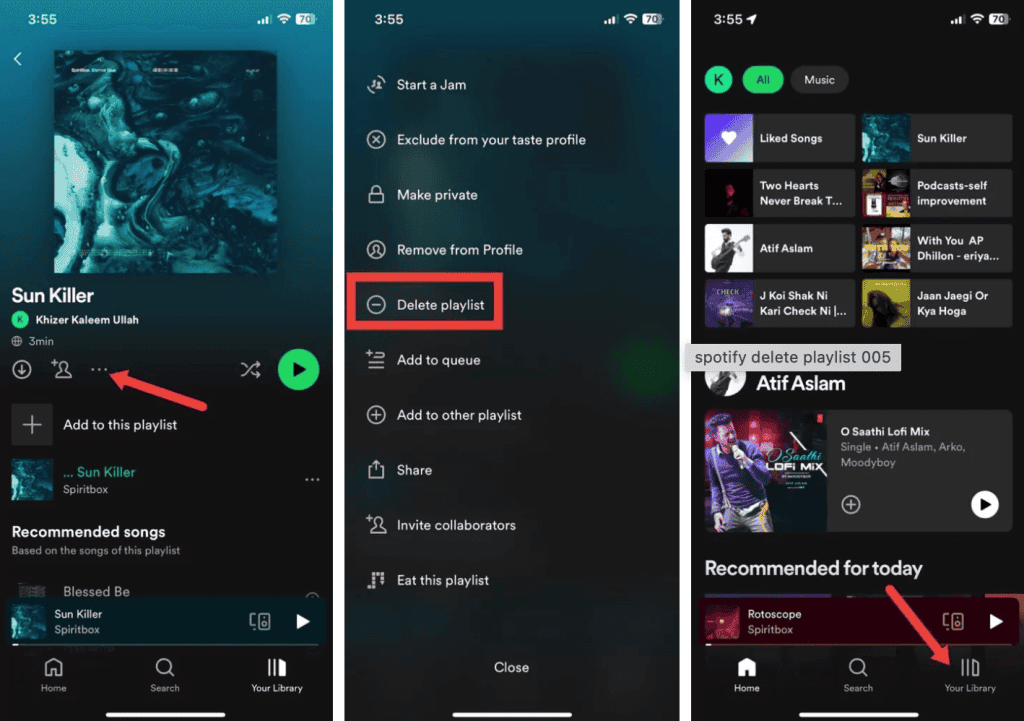 Delete Spotify Playlist on Mobile