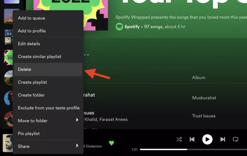 Delete Spotify Playlist on desktop