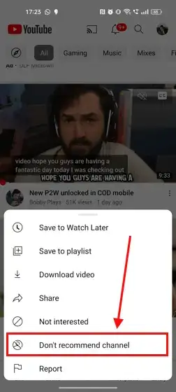 How to Block YouTube Channels on Mobile -3