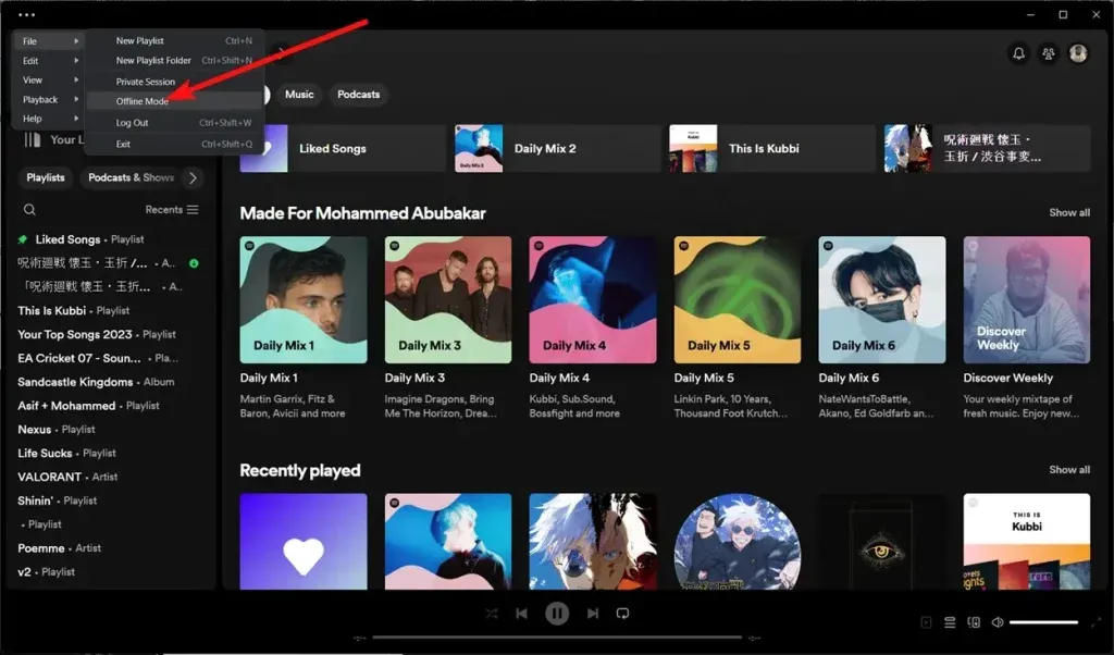 Listen to Offline Music on Spotify - desktop