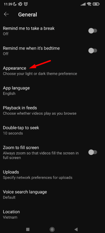 Turn on Dark Mode on The YouTube Android