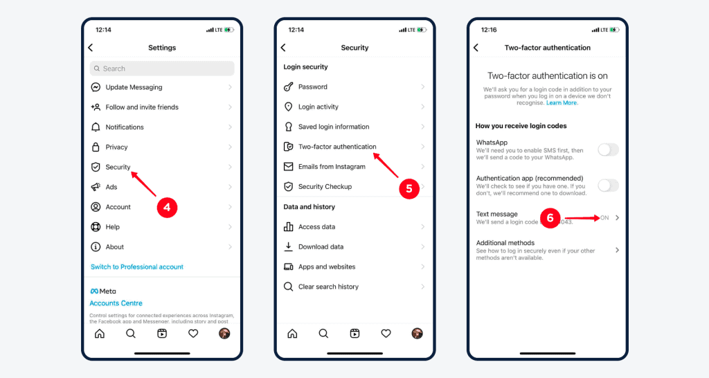 Instagram two-factor authentication - change Instagram phone number