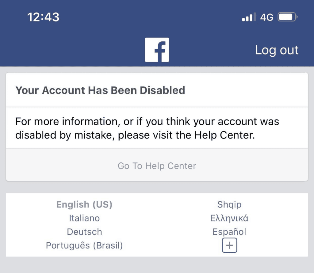 Facebook banned account - Facebook Messenger Not Working