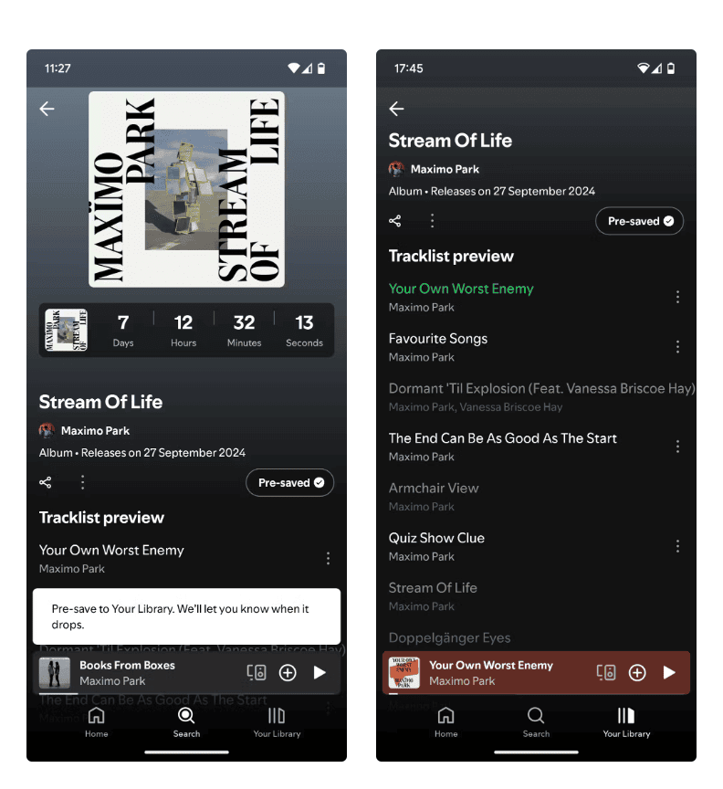 Pre-Save Albums on Spotify To Your Spotify Library 2
