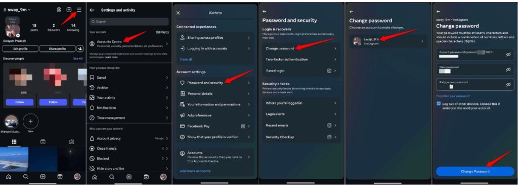 Change Instagram password to fix Why Does Instagram Keep Logging Me Out