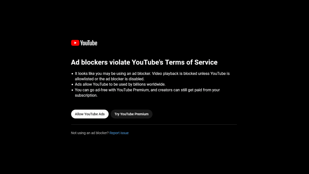 Fix YouTube Black Screen caused by Ad Blockers