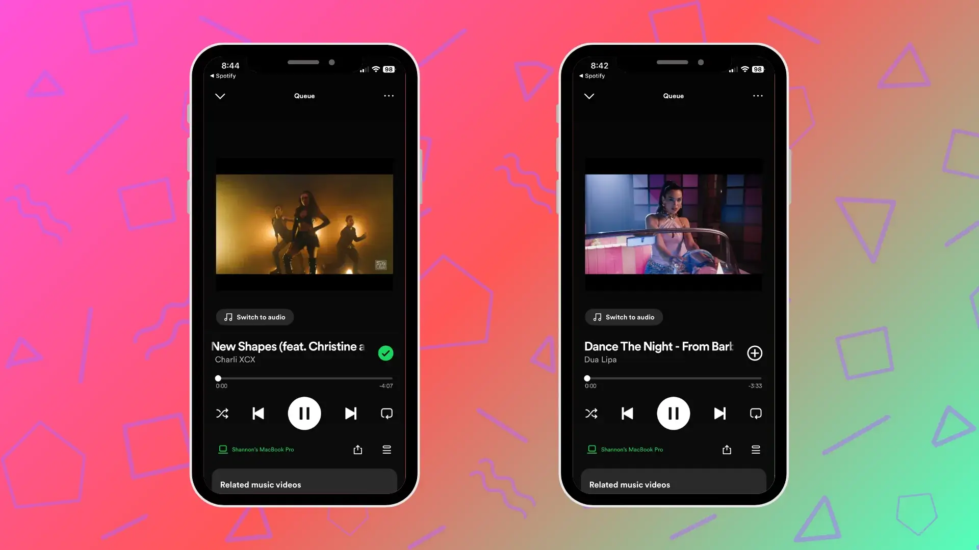 switch to video to watch music video on Spotify