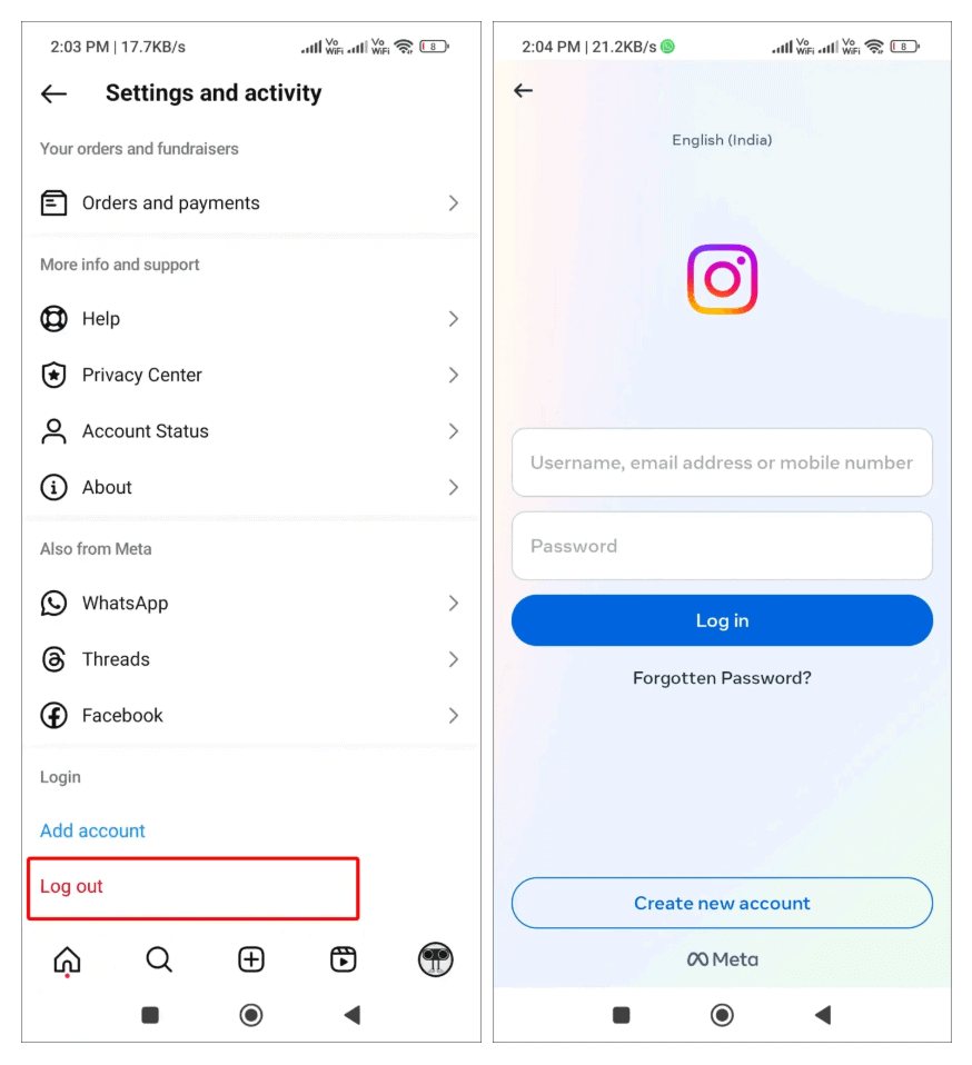 Log Out and Log Back In to Fix Instagram’s Hamburger Icon Not Showing