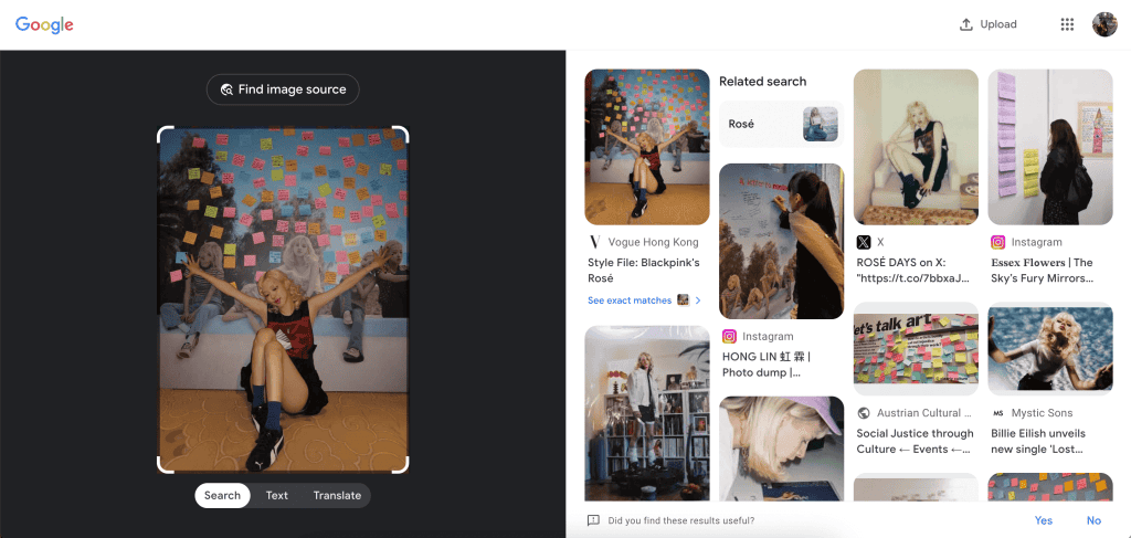 Use Google Lens to find social media accounts